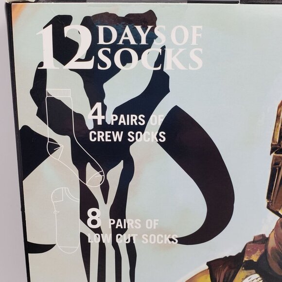 Star Wars Boba Socks Advent Gift Box 12 Pairs Crew & Low Cut Adult 6-12 NEW - Picture 6 of 8